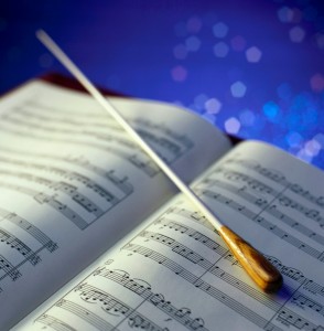 Conductor's Baton and Sheet Music