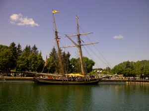 The Pride of Baltimore anchored in Owen Sound